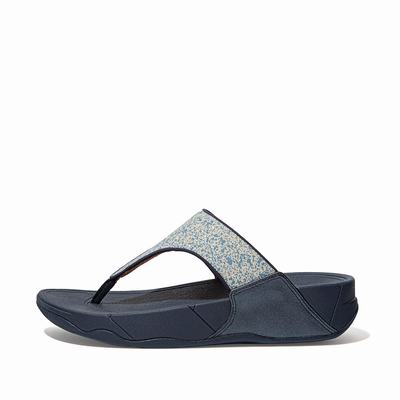 Fitflop Women's LULU Shimmer Toe-Post Sandals - Navy, WV6281475